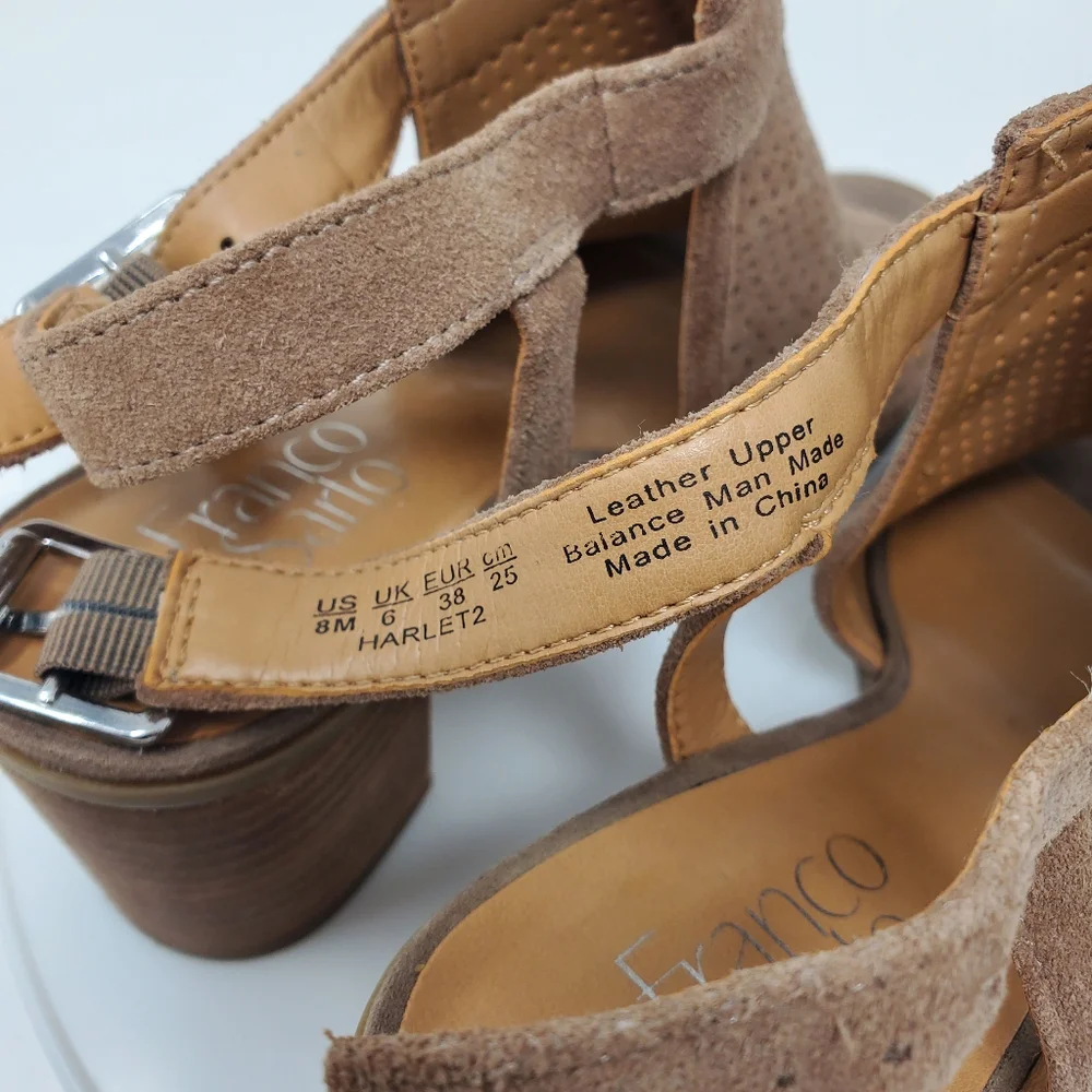 Franco Sarto Suede Open Toe Sandals with 3 inch heel Size 8 - Picture 4 of 7